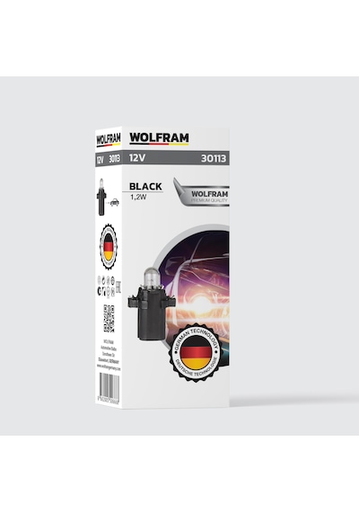 Wolfram 12 Volt 1.2 Watt Siyah T5 Duylu Gösterge Ve Panel Ampulü B8.3d Duy Tipi - 10 Adet