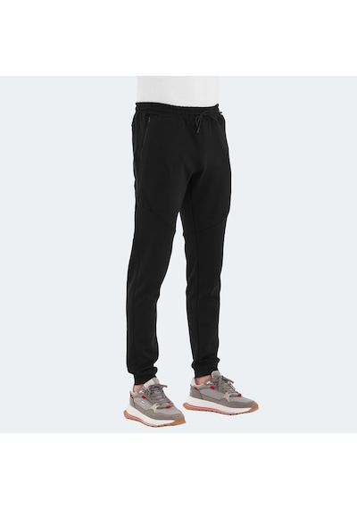 Slazenger VENOM Erkek Fermuar Cepli Dar Paça Siyah Eşofman Altı