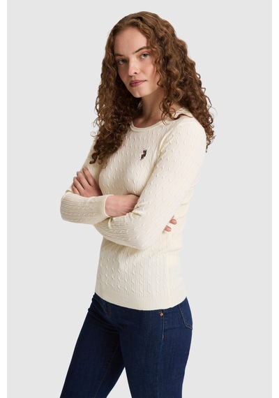 U.S. Polo Assn. Kadın Beyaz Basic Kazak 50331602 Vr265 Fıldısı