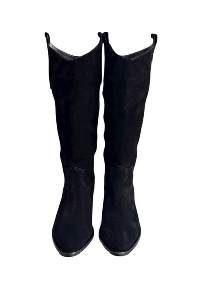 Tufan Shoes Siyah Hakiki Süet Western Çizme Siyah