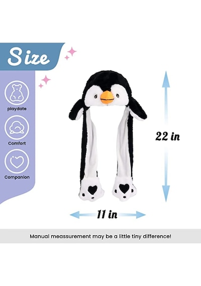 Mj Toys Kulakları Hareket Eden Beyaz Penguen Peluş Şapka
