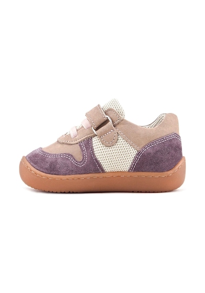 Rakerplus Bob Hakiki Deri Mor Pudra Barefoot Cırtlı Lastikli Bebek Sneaker Ayakkabı Mor
