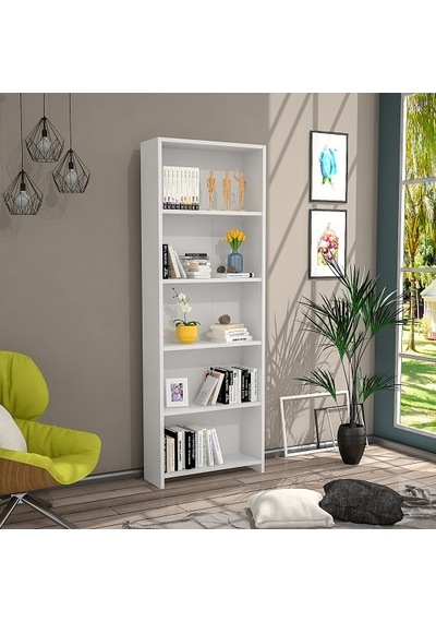 Bmdekor Lilium 5 Raflı Dekoratif Kitaplık Beyaz