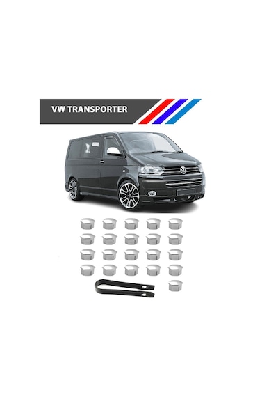 Otozet - Vw Transporter Bijon Civata Kapağı Krom Renk 21 Parçalı Set 17mm