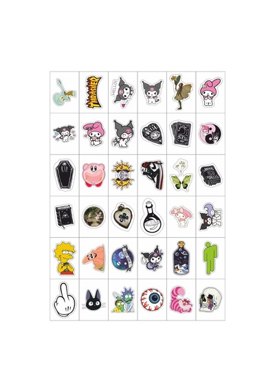 Kuromi - Gotik Tarz Karışık Fügürler 5 No 36 Adet Sticker Seti Diğer