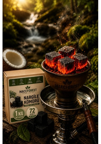1 Kg Nargile Kömürü 72 Adet Hindistan Cevizi Kabuğu Kömürü 25 Mm Küp Doğal Coconut Shell Charcoal Uzun Süre Yanan Düşük Küllü Yerli Üretim