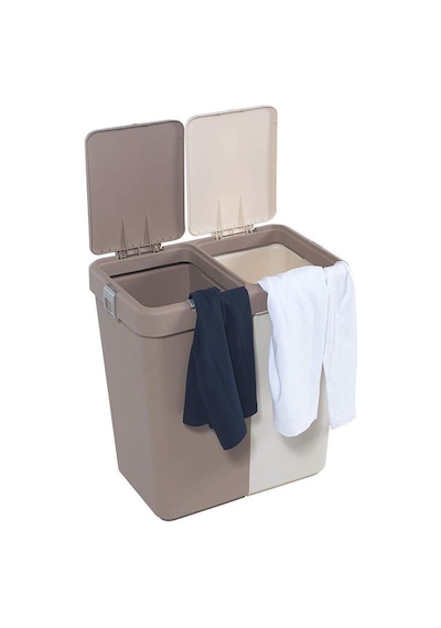 Motek 80 Litre Kirli Çamaşır Sepeti Çamaşır Selesi İkili Çeyiz Seti Kahve Krem