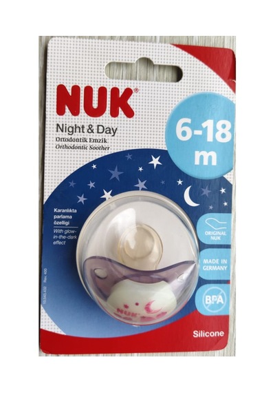 Nuk Night & Day Ortodontik Silikon Emzik 6-18 Ay İkili / Mor
