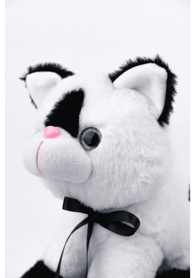 Peluş Oyuncak Oturan Kedi Çift Renkli 30 Cm Siyah - Beyaz