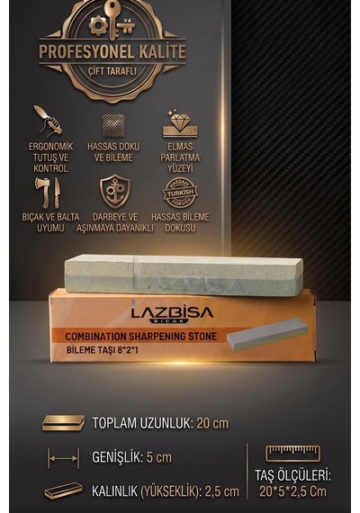 Çift Taraflı Profosyonel Bıçak Balta Bileme Taşı 20 5 2,5 Cm Xx4
