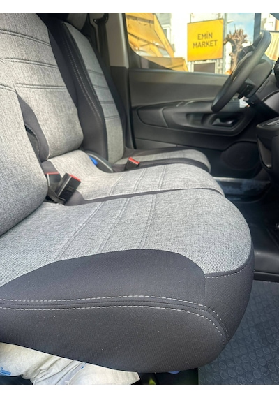 Citroen Berlingo Panelvan Uyumlu Araca Özel Oto Koltuk Kılıfı 158556 Siyah-Gri