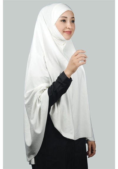Altobeh Hazır Türban Peçeli Pratik Eşarp Tesettür Nikaplı Hijab - Namaz Örtüsü Sufle (5XL) - Ekru