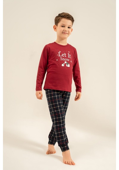 Arnetta Let It Snow Baba Oğul Bordo Uzun Kol Pijama Takımı Ar3820-a-v1 Ar3820-a-v1