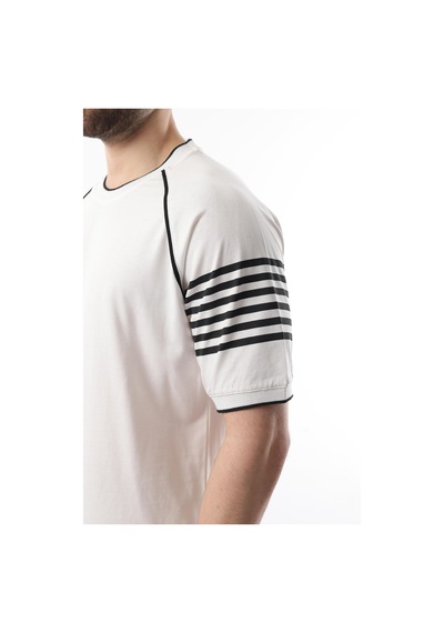 Madmext Ekru Baskılı Reglan Kol Erkek Şort T-shirt Takımı E7306