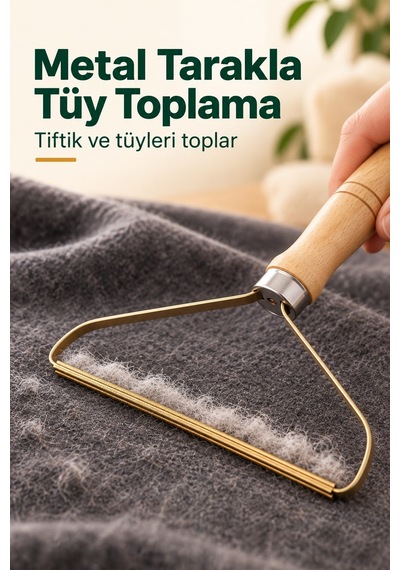 Ahşap Saplı Kazak Tüy Toplama Aparatı Elbise Tiftik Temizleme Aleti Temizleyici