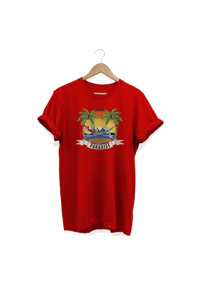 Paradise Baskılı Kırmızı T-shirt kırmızı