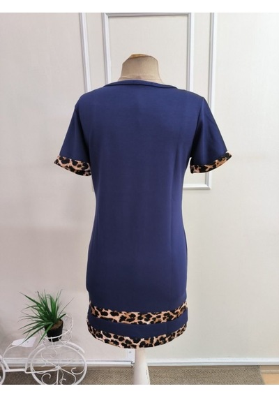 De'charme Kadın Kısa Kollu Bisiklet Yaka Leopar Şerit Detaylı Kısa Modal Elbise Saks Mavi De'charme Kadın Kısa Kollu Bisiklet Yaka Leopar Şerit Detaylı Kısa Modal Elbise Saks Mavi