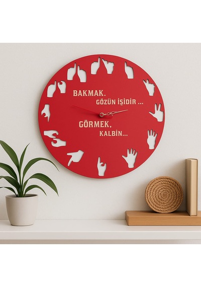 Yeni Tasarım Modern Duvar Saati Şık Ve Kalite Bir Arada No:1012 Kırmızı