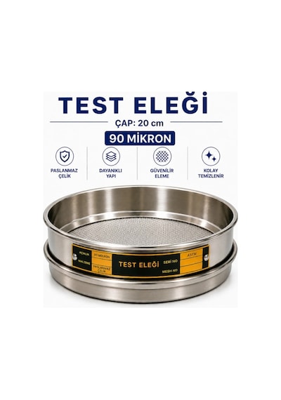Test Eleği - Çap: 20 Cm 90 Mikron Paslanmaz Çelik