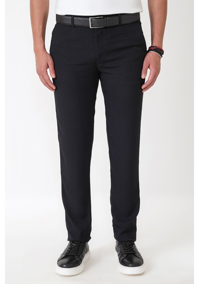 Comfort Fit Yan Cepli Pamuklu Siyah Pantolon P 1225