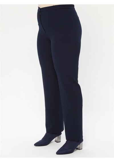 Ladies First Ladıes Fırst Büyük Beden 3390 Lacivert Pantolon Krep Bol Paça