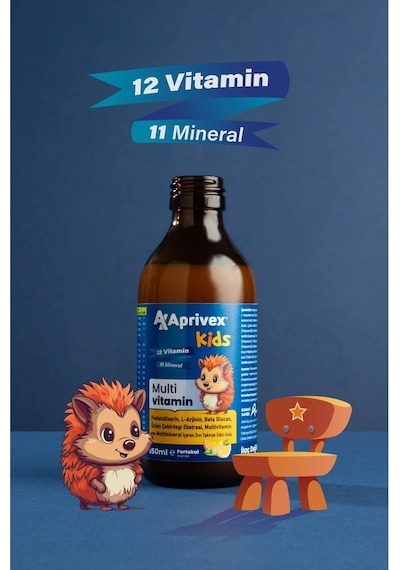 Aprivex Kids Multivitamin Doğal Portakal Aromalı Şurup 150 ML Aprivex Kids Multivitamin Doğal Portakal Aromalı Şurup 150 ML