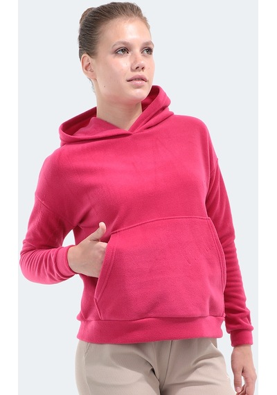 Slazenger SASSA IN Kadın Kapüşonlu Cepli Fuşya Polar