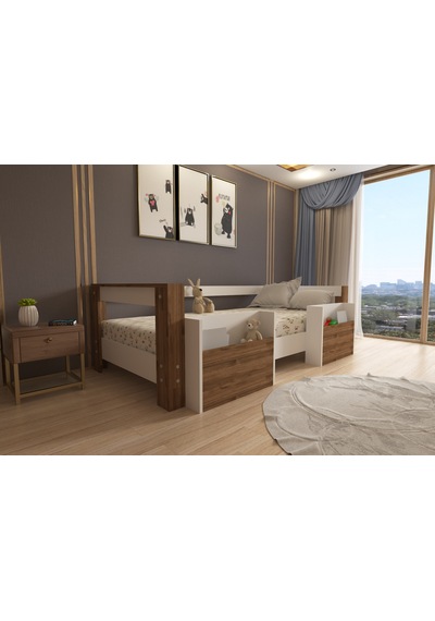 Herseycik Ninnimo Montessori 90X190 Yatak Uyumlu Karyola M1-12 Beyaz - Ceviz