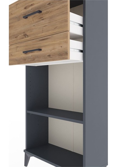 Arges Dolap Tek Raflı 2 Çekmeceli 60x30x134 Antrasit-çam Antrasit