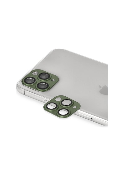 Apple iPhone Uyumlu, 11 Pro Max Pers Alüminyum Kamera Lens - Yeşil Metalik