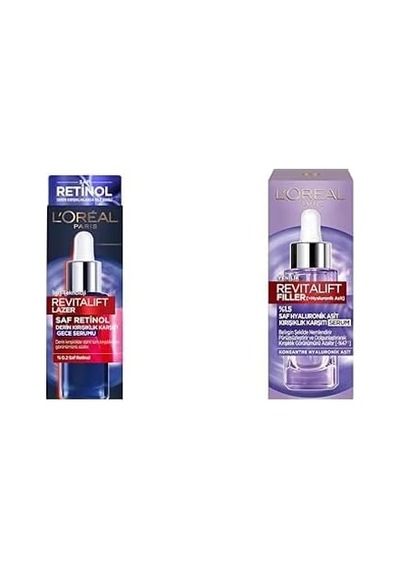 L'oréal Paris Revitalift Lazer Saf Retinol Gece Serumu 30 Ml + L'oréal Paris Revitalift Filler%1.5 Saf Hyaluronik Asit Kırışıklık Karşıtı Serum 30 Ml