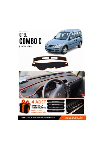 Opel Combo C 2001-2011 Uyumlu Torpido Örtüsü, Torpido Kılıfı - Siyah Kahverengi