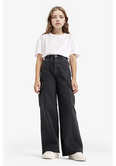 Defacto Kız Çocuk Wide Leg Kargo Geniş Paça Jean Pantolon E7323a825aunm36 Antrasit