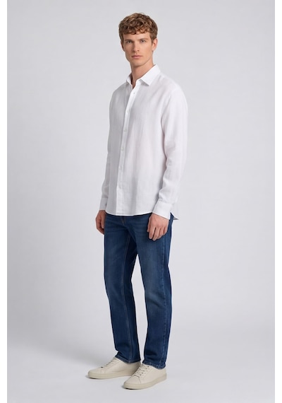 Sabri Özel Erkek Beyaz Normal Kesim Regular Fit %100 Pamuk Klasik Yaka Muslin Gömlek