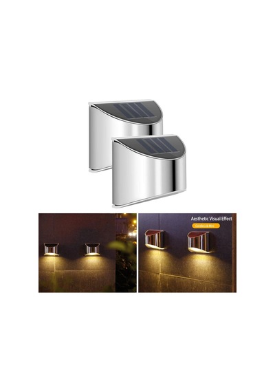 Technosmart 2Adet Solar Metal Tek Taraflı Aplik Duvar Lambası Dek