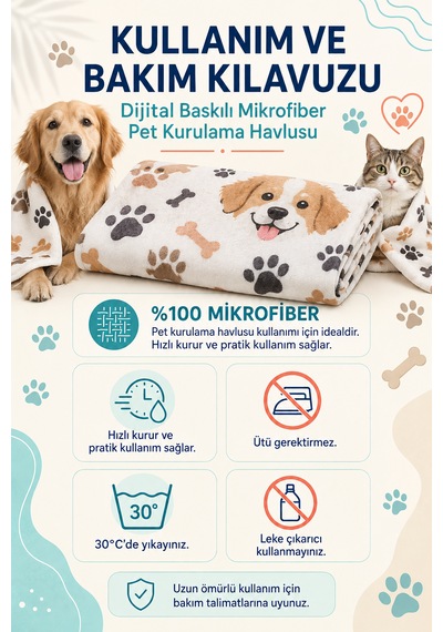 Kedi & Köpek Kurulama Havluları Chihuahua Hızlı Kuruyan 50x100cm