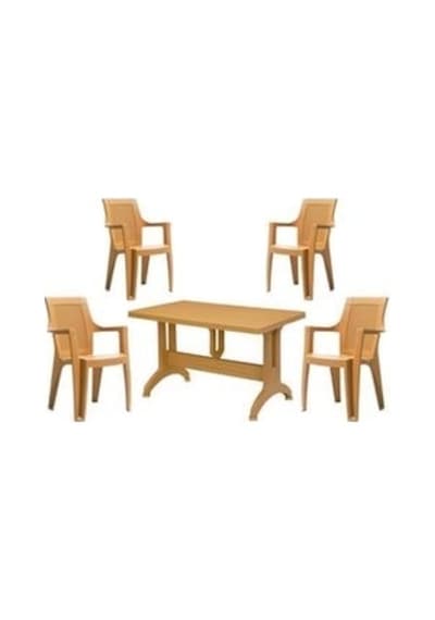 Buyukarısoy Elegance Rattan Efektli Plastik Sandalye Ve 70X120 Masa Bahçe Kahverengi