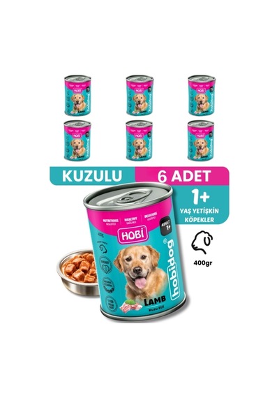 Hobi Hobidog Kuzu Etli Yetişkin Köpek Konservesi 400 Gr X 6 Adet Tam Ve Dengeli Yaş Mama