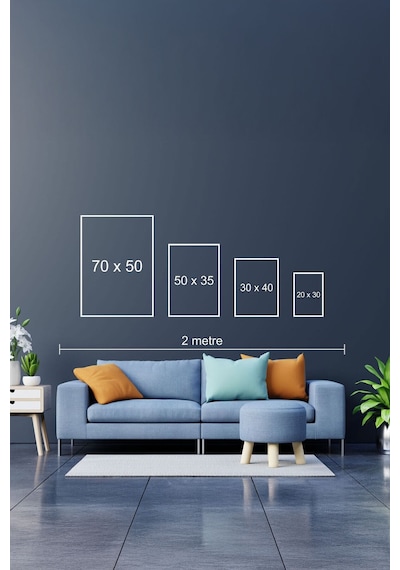 Huhuli Ahşap Siyah Çerçeveli 4 Parça Set Tablo Huhu455
