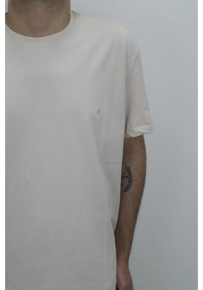 Santa Dmctekstil Erkek Düz Spor Kesim Rahat Kalıp Bisiklet Yaka Battal Basic T-shirt Koyu Bej