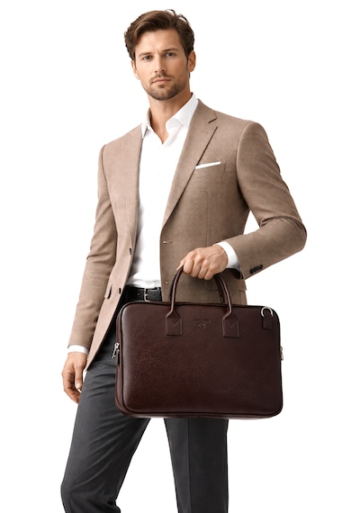 Sanmorris Unisex 15.6 Inç Uyumlu Suni Deri Darbe Korumalı Laptop Ve Evrak Çantası 1446 Acı Kahverengi