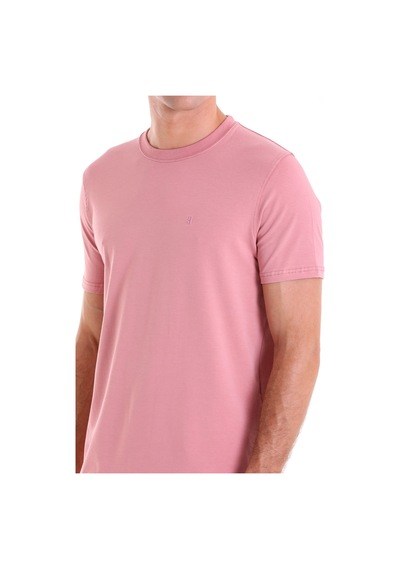 Hatemoğlu Pembe Regular Fit Düz Pamuklu Bisiklet Yaka Triko Tişört Pembe