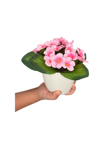 Yapay Çiçekçiniz Beyaz Renkli Saksıda Canlı Renkli Gerçek Dokulu Yapay Menekşe pembe