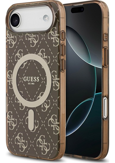 Apple Uyumlu iPhone 17 Air  Kılıf Guess Lisanslı M-safeli Iml Baskılı Klasik Logolu 4g Desenli Kahverengi Kahverengi