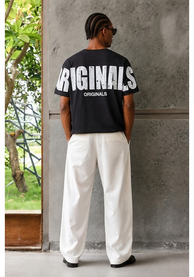 Tarz Cool Originals Baskılı Oversize Erkek Tişört Süprem %100 Cotton Siyah