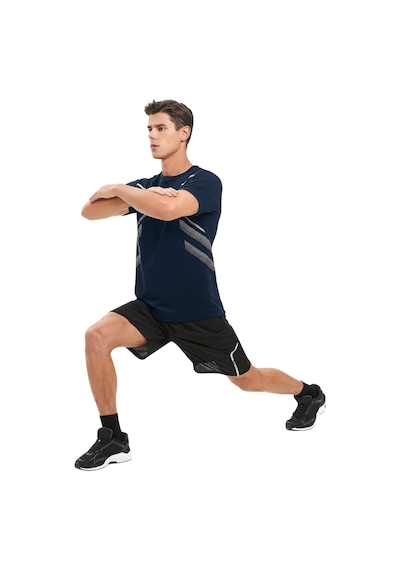 Genius Store Erkek Spor Tişört Antreman Gym Polyester Erkek Sporcu T-shirt Şeritli-tişört Lacivert