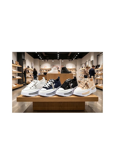 Tw Tonny White Tokyo - 172 Tül Detaylı Keten Sneakers Topuk Boyu 6cm Beyaz