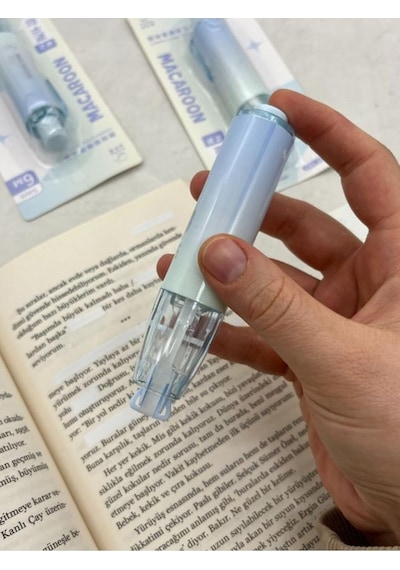 Kağıt Gemi Dükkan Mavi Kalem Görünümlü Klikli Daksil/süsleme Bandı/tipeks/tipex/şerit Daksil/düzeltme Bandı/ Genel