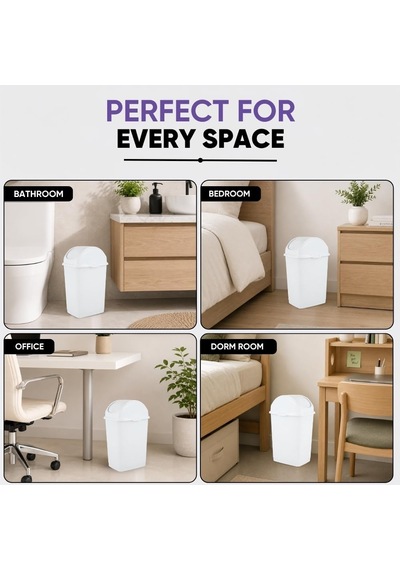 2,6 Litre Küçük Slim Trash Can Beyaz