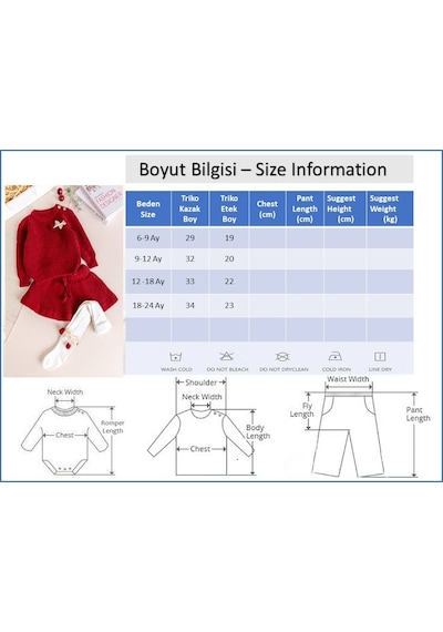 Babymod Triko Yumuşak Dokulu Kız Bebek Kazak Etek Çorap Takım Set Gülkurusu